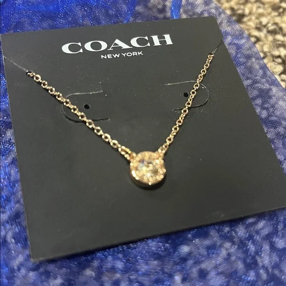 Coach Open Circle Stone Necklace (Style No. F54514) BNWT - Picture 2 of 4